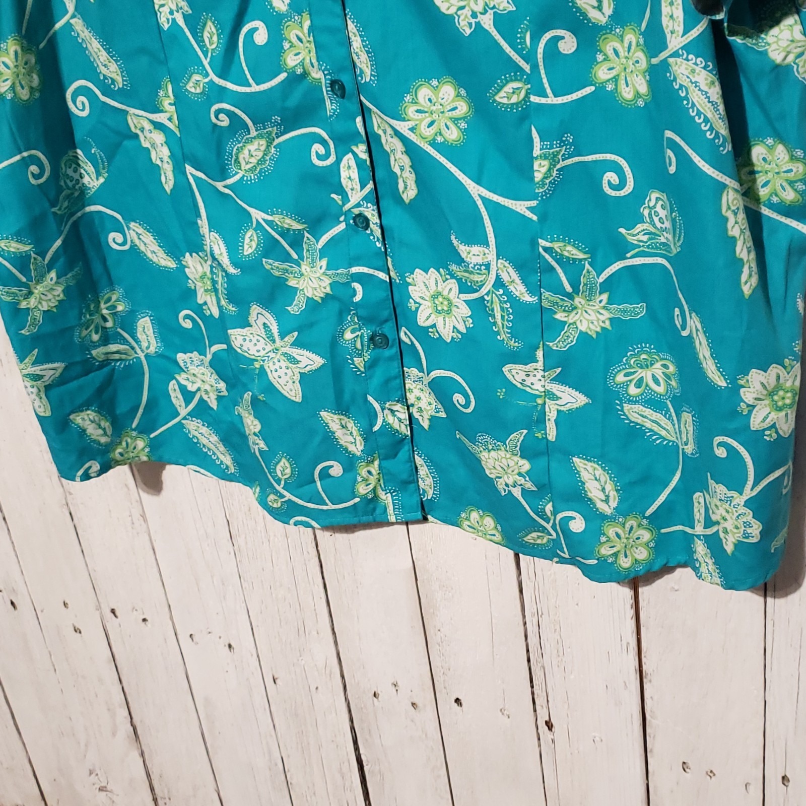 Nwt White Stag Y2k 90s Button Teal Butterfly Top Boho Coastal Cottage 22 24 — image 4 of 8